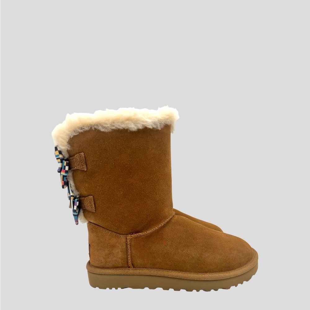 🆕 UGG Women’s Bailey Bow Checker Chestnut Boots Size: 7